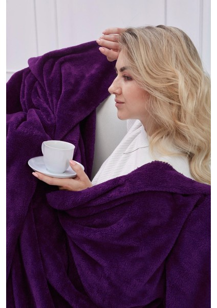 Deluxe Wellsoft Battaniye Mor Çift Kişilik 200 x 220 cm