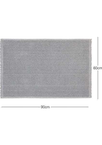 Ocean Home Textile Yıkanabilir Pamuklu Gri Renk Buklet Banyo Paspası 60 x 90 cm