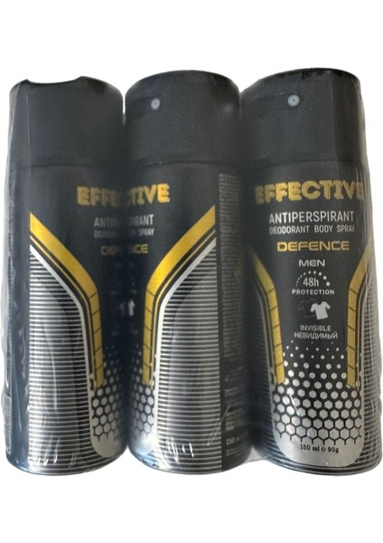 Lara Effectıve Vücut Deodorantı Antıperspırant - Defence - For Men - (150 ml x 6 Adet)