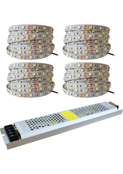 Amber LED 4040 Yeni Nesil Şerit LED 20 Metre Amber + 20 Amper 240 Watt LED Trafo