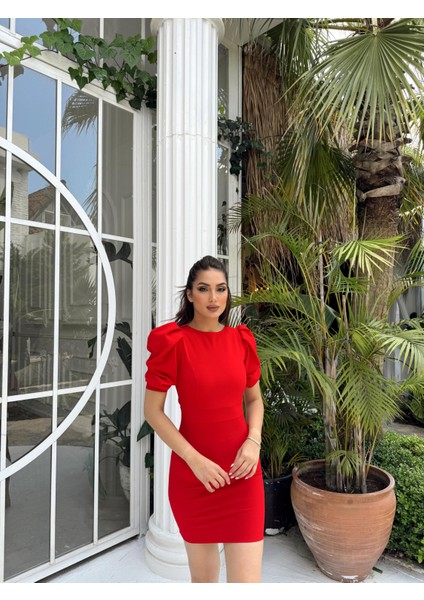 Joanne Karpuz Kol Mini Elbise 582540 Kırmızı