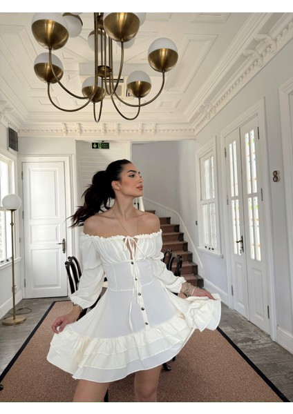 Jesica Kat Kat Elbise 8745 Ekru fiyatları
