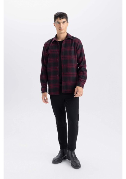 Regular Fit Polo Yaka Kareli Flanel Uzun Kollu Uzun Kollu GÖMLEK E0983AX24WN