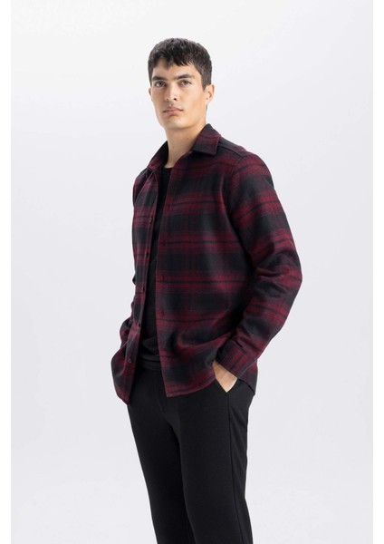 Regular Fit Polo Yaka Kareli Flanel Uzun Kollu Uzun Kollu GÖMLEK E0983AX24WN