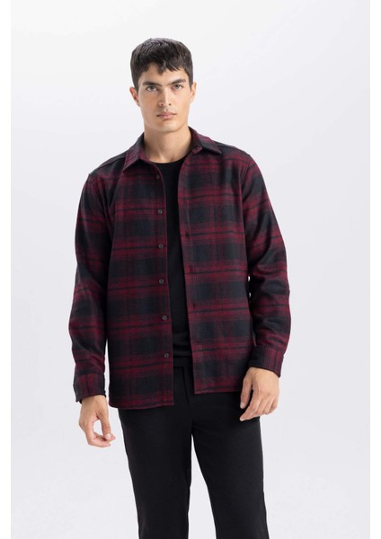 Regular Fit Polo Yaka Kareli Flanel Uzun Kollu Uzun Kollu GÖMLEK E0983AX24WN