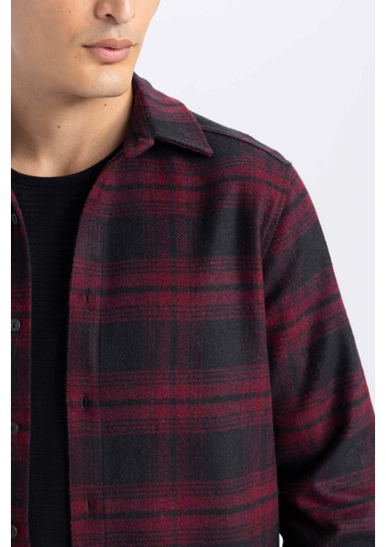 Regular Fit Polo Yaka Kareli Flanel Uzun Kollu Uzun Kollu GÖMLEK E0983AX24WN