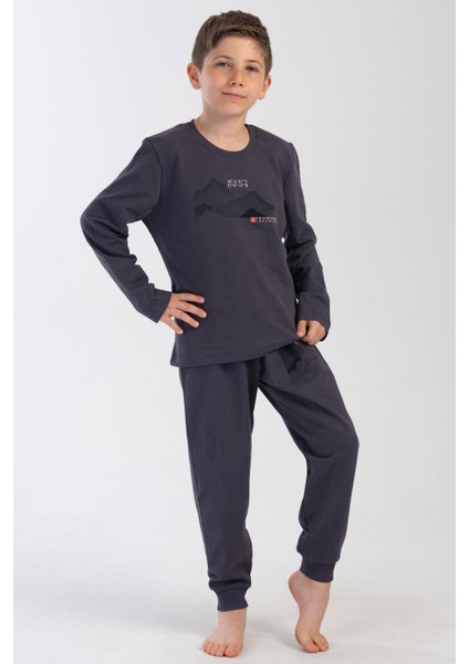 Erkek Çocuk Uzun Kol Füme Pijama Takım C6T0N0O304