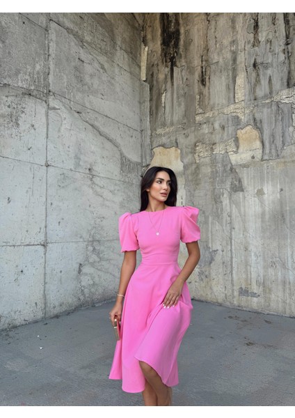 Berra Karpuz Kol Midi Elbise 2249 Pembe fırsatları