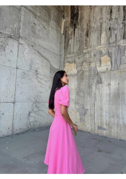 Berra Karpuz Kol Midi Elbise 2249 Pembe indirimleri