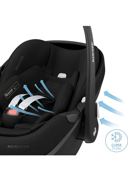 Pebble Slidetech Tam Yatabilen 0-13 kg Ana Kucağı ve Oto Koltuğu Twillic Black