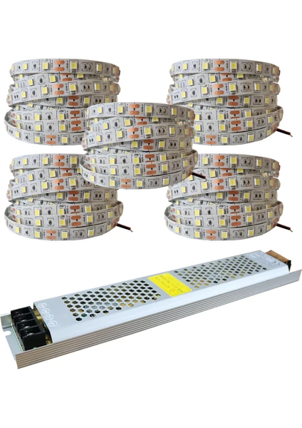 Amber LED 4040 Yeni Nesil Şerit LED 25 Metre Günışığı + 30 Amper 360 Watt LED Trafo