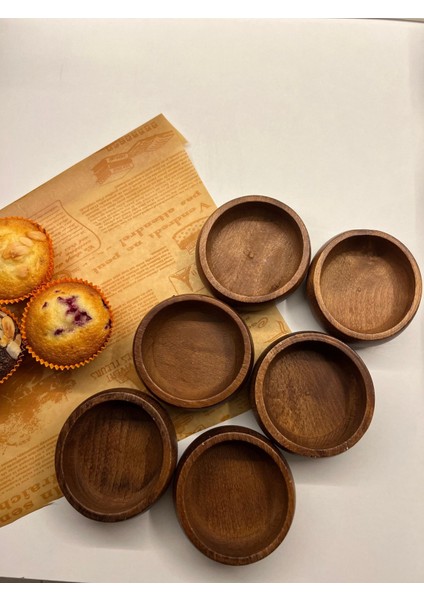 Ahşap Kayın Çerezlik 6 Lı Takım Set Koyu Renk