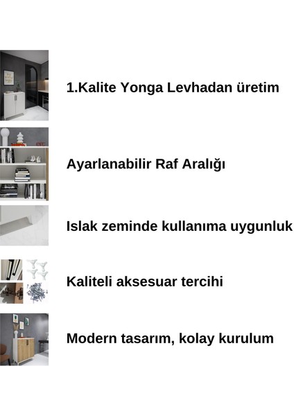 Zula Çok Amaçlı Dolap, Ayakkabılık, Kitaplık Safir Meşe Içten Kapak