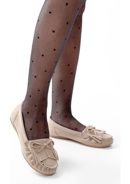 PS-100 Bej Süet Püsküllü Günlük Kadın Babet modelleri