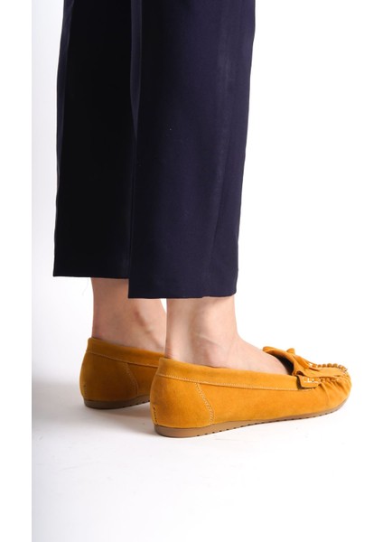 PS-100 Hardal Süet Püsküllü Günlük Kadın Babet fiyatları