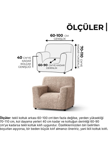 lastikli esnek ve yıkanabilir tek kişilik koltuk örtüsü koltuk kılıfı - Düz Bej