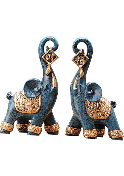 2x Fil Heykeli Süsü, Modern Reçine Heykelcik Heykel Koleksiyonluk Ev Kitaplık Üstü Dekorasyonu Için (Yurt Dışından)