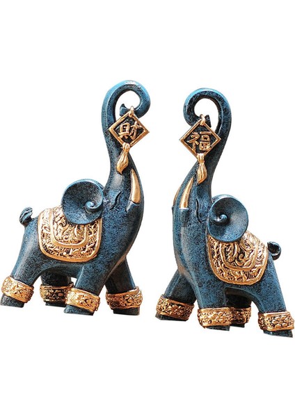 2x Fil Heykeli Süsü, Modern Reçine Heykelcik Heykel Koleksiyonluk Ev Kitaplık Üstü Dekorasyonu Için (Yurt Dışından)