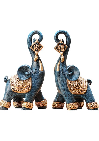 2x Fil Heykeli Süsü, Modern Reçine Heykelcik Heykel Koleksiyonluk Ev Kitaplık Üstü Dekorasyonu Için (Yurt Dışından)