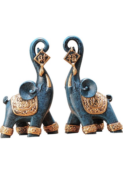 2x Fil Heykeli Süsü, Modern Reçine Heykelcik Heykel Koleksiyonluk Ev Kitaplık Üstü Dekorasyonu Için (Yurt Dışından)