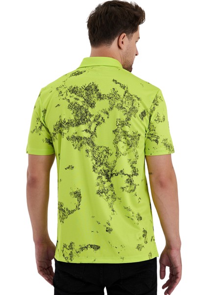 Gölge Desenli Spor Polo Yaka Erkek Kısa Kol Tişört