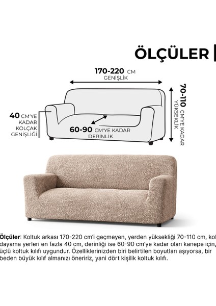lastikli esnek ve yıkanabilir 3 kişilik koltuk örtüsü çekyat kanepe kılıfı - Düz Bej
