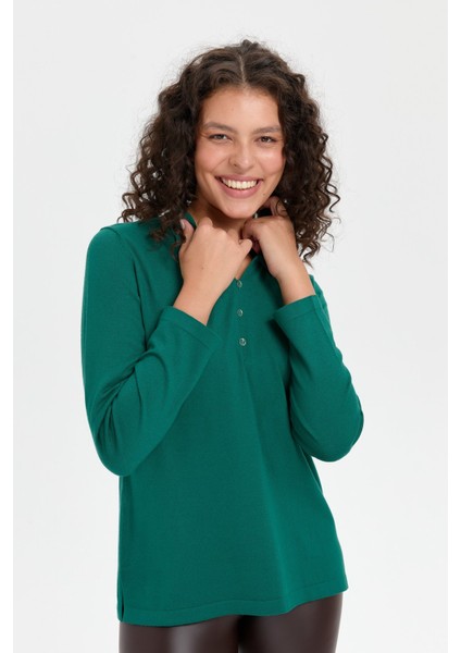 Kadın Polo Yaka Yanı Yırtmaçlı Kazak Ö.başı modelleri