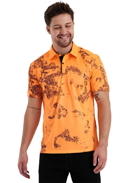 Gölge Desenli Spor Polo Yaka Erkek Kısa Kol Tişört