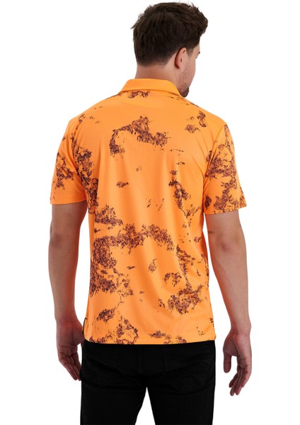 Gölge Desenli Spor Polo Yaka Erkek Kısa Kol Tişört