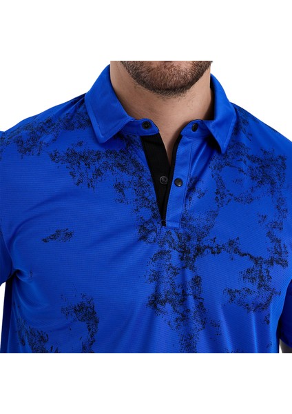 Gölge Desenli Spor Polo Yaka Erkek Kısa Kol Tişört