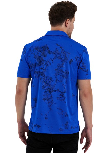 Gölge Desenli Spor Polo Yaka Erkek Kısa Kol Tişört