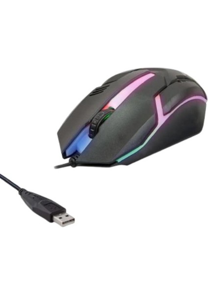 8733-3D Işıklı Kablolu Oyuncu Mouse - 1200DPI