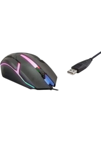 8733-3D Işıklı Kablolu Oyuncu Mouse - 1200DPI