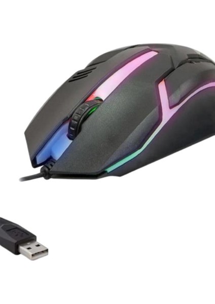 8733-3D Işıklı Kablolu Oyuncu Mouse - 1200DPI