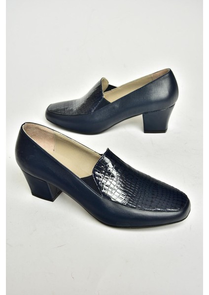 T908006103 Lacivert Kalın Topuklu Kadın Ayakkabı