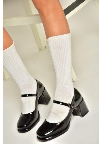 T820059108 Siyah Rugan Kalın Topuklu Kadın Ayakkabı fırsatları