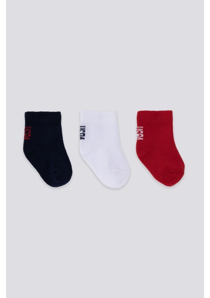 Erkek Bebek Çorap Çok Renkli Konforlu Kullanım İçin 3'lü Paket