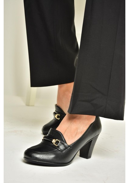 T908062203 Siyah Kalın Topuklu Kadın Ayakkabı modelleri