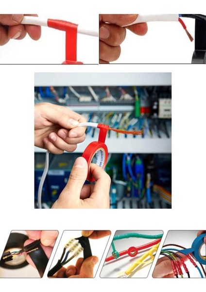 Renkli Elektrik Bandı İzole Bant - 10 Adet Pvc İzolasyon Bandı