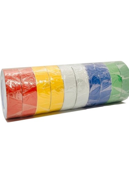 Renkli Elektrik Bandı İzole Bant - 10 Adet Pvc İzolasyon Bandı
