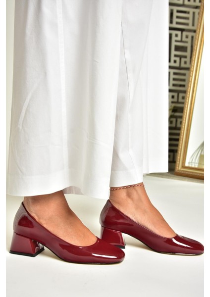 T752827008 Bordo Rugan Alçak Topuklu Kadın Ayakkabı fırsatları