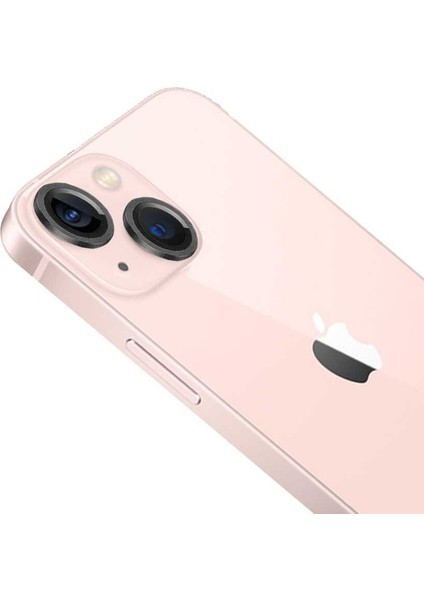 Apple iPhone 13 Mini Metal Kenarlı Cam Siyah Kamera Lensi Koruyucu