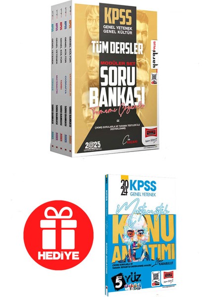 2025 KPSS Genel Kültür - Genel Yetenek Tamamı Çözümlü Modüler Soru Bankası 5'li Set + KPSS Matematik Konu Anlatımı