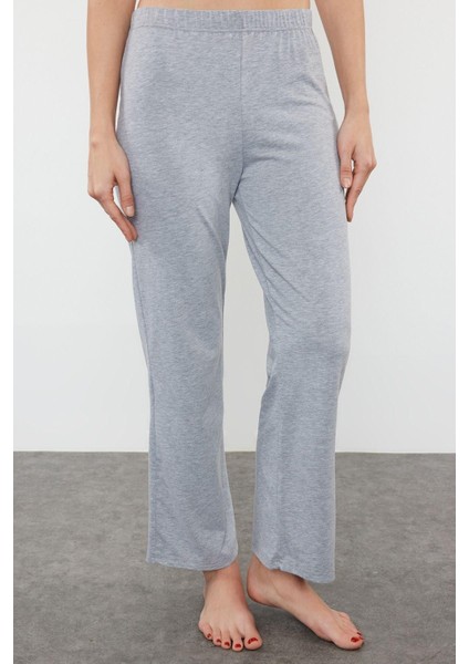 Kadın %100 Pamuk Gömlek Yaka Kısa Kol 100% Pamuk Çiçek Detaylı Örme Pijama Takımı