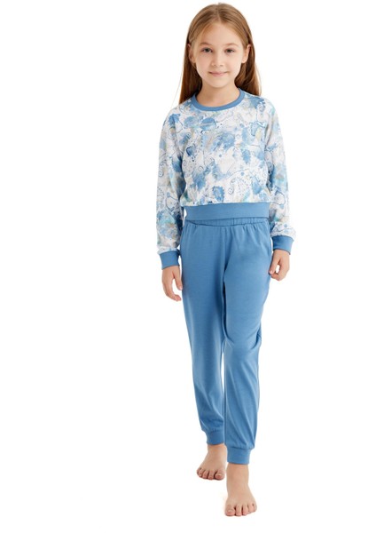 Kız Çocuk Mavi Pijama Takımı 51637