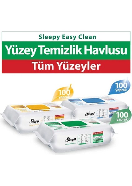 Easy Clean 3'lü Beyaz Sabun & Çamaşır Suyu & Arap Sabunu Katkılı Yüzey Temizlik Havlusu