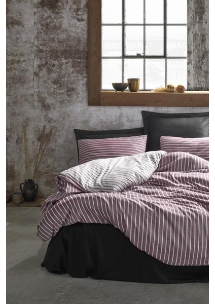 Çift Kişilik Bambu Saten Nevresim Takımı - Bordo