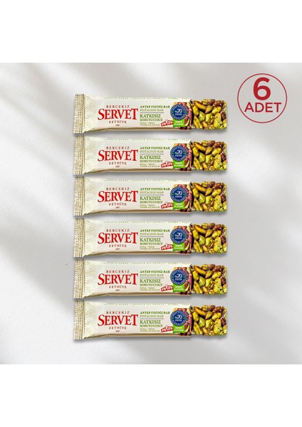 Şeker İlavesiz Antep Fıstığı Krokan Bar 120 gr (6 x 20 gr)