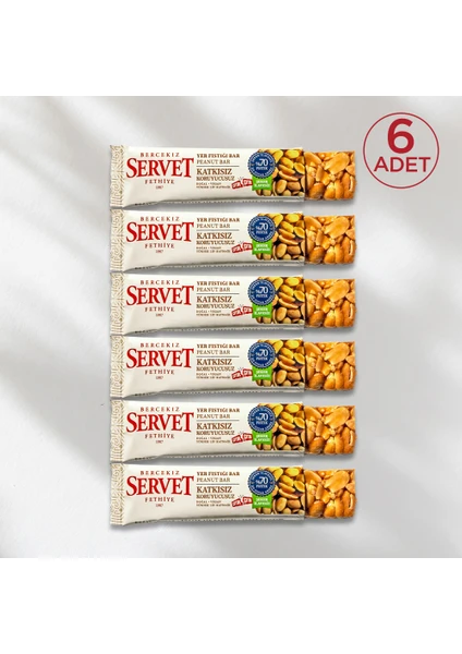 Şeker İlavesiz Yer Fıstığı Krokan Bar 120 gr (6 x 20 gr)