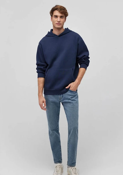 Erkek Sweatshirt Lacivert M0S10275-70490 Kapüşonlu  Loose